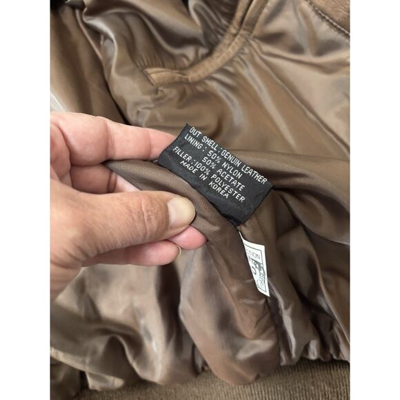 VTG Georgetown Leather Design Jacket 90s Bomber A2 Lg Aviator Distressed Korea - Picture 9 of 16